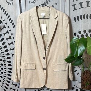 A New Day Tan Blazer Linen Suit Jacket Small New with Tags